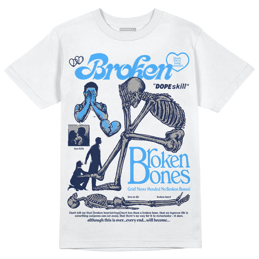 Jordan Spiz’ike Low “White/Obsidian” DopeSkill T-Shirt Broken Bones Graphic Streetwear - White