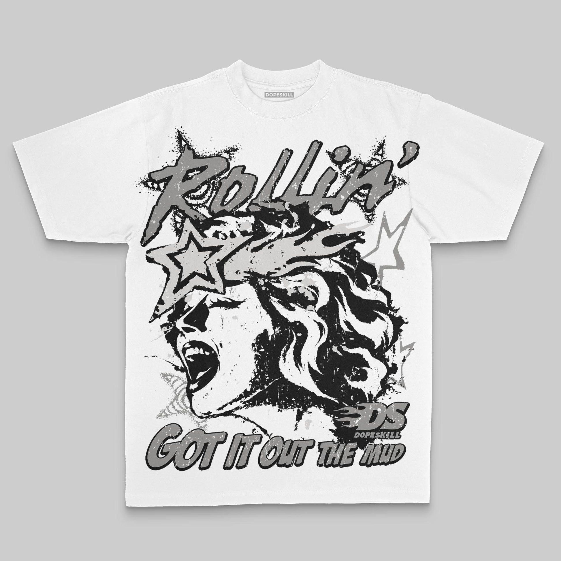 Grey Oversize Print Got It Out The Mud DopeSkill Graphic Premium T-shirt Streetwear - White