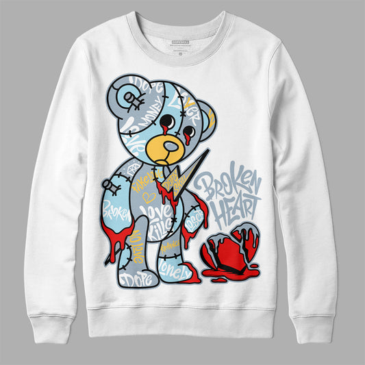 Jordan 13 “Blue Grey” DopeSkill Sweatshirt Broken Heart Graphic Streetwear - White 