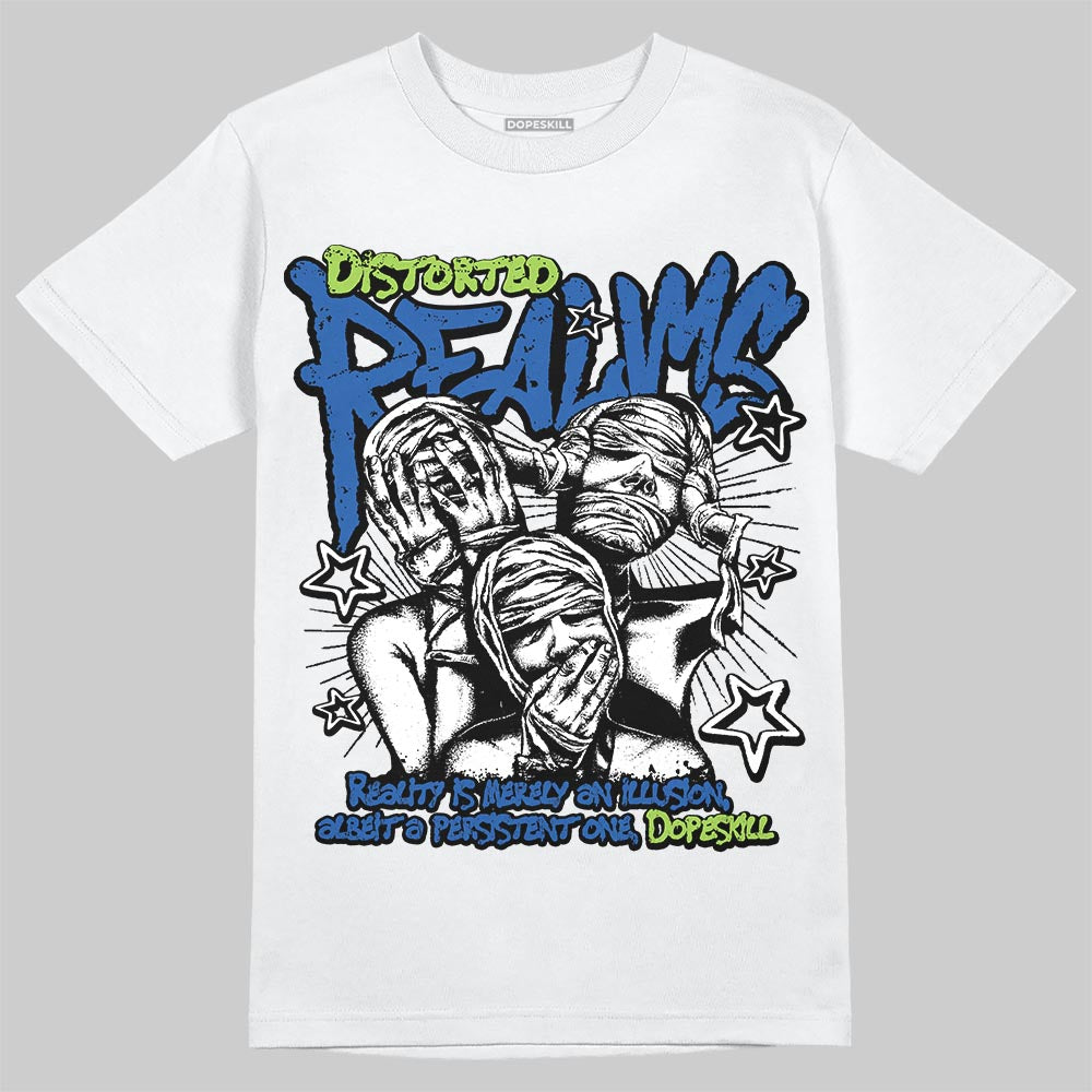 Air Griffey Max 1 Varsity Royal and Volt DopeSkill T-Shirt Distorted Realms Graphic Streetwear - White
