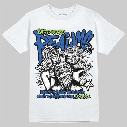 Air Griffey Max 1 Varsity Royal and Volt DopeSkill T-Shirt Distorted Realms Graphic Streetwear - White