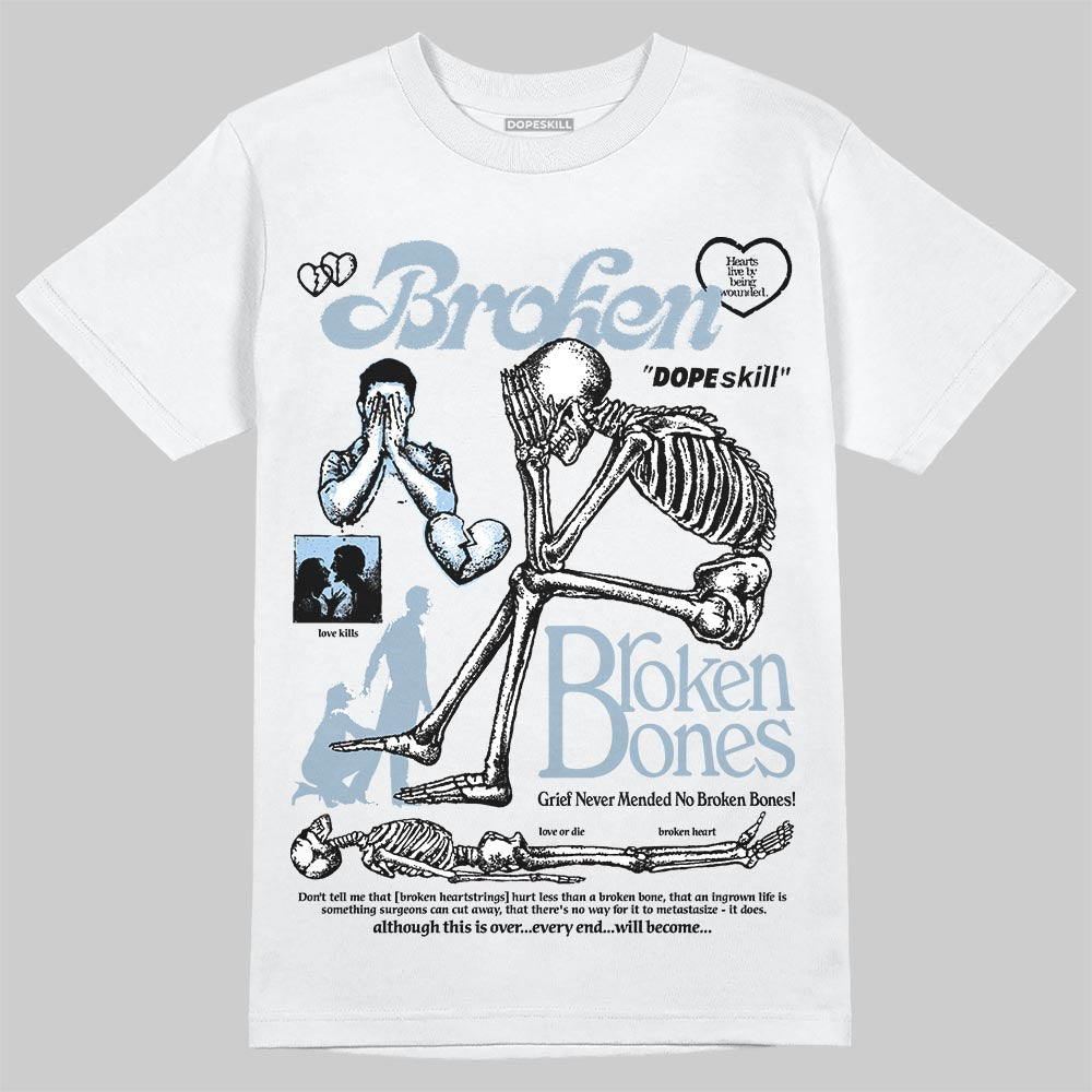 Jordan 40 “Blue Suede” DopeSkill T-Shirt Broken Bones Graphic Streetwear - White