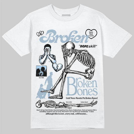 Jordan 40 “Blue Suede” DopeSkill T-Shirt Broken Bones Graphic Streetwear - White