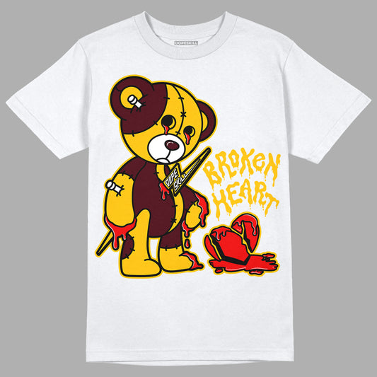 Dunk Yellow Bordeaux DopeSkill T-Shirt Broken Heart Graphic Streetwear - White