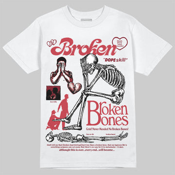 Jordan 4 “Sierra Red" DopeSkill T-Shirt Broken Bones Graphic Streetwear - White