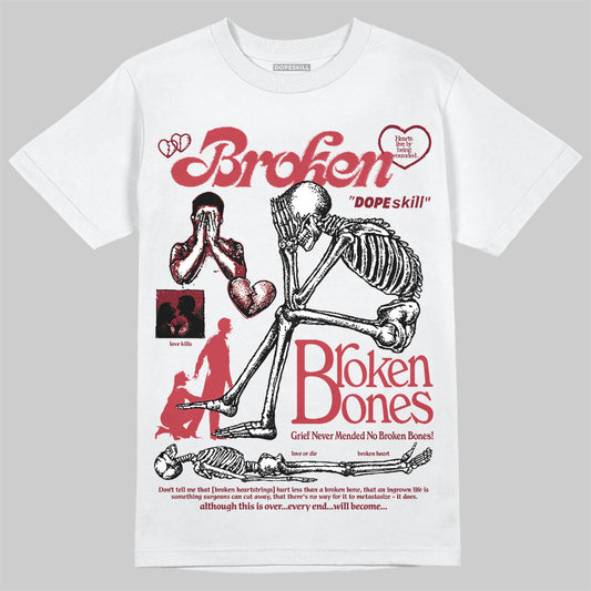 Jordan 4 “Sierra Red" DopeSkill T-Shirt Broken Bones Graphic Streetwear - White