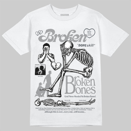 Jordan 5 Retro Wolf Grey (2026) DopeSkill T-Shirt Broken Bones Graphic Streetwear - White