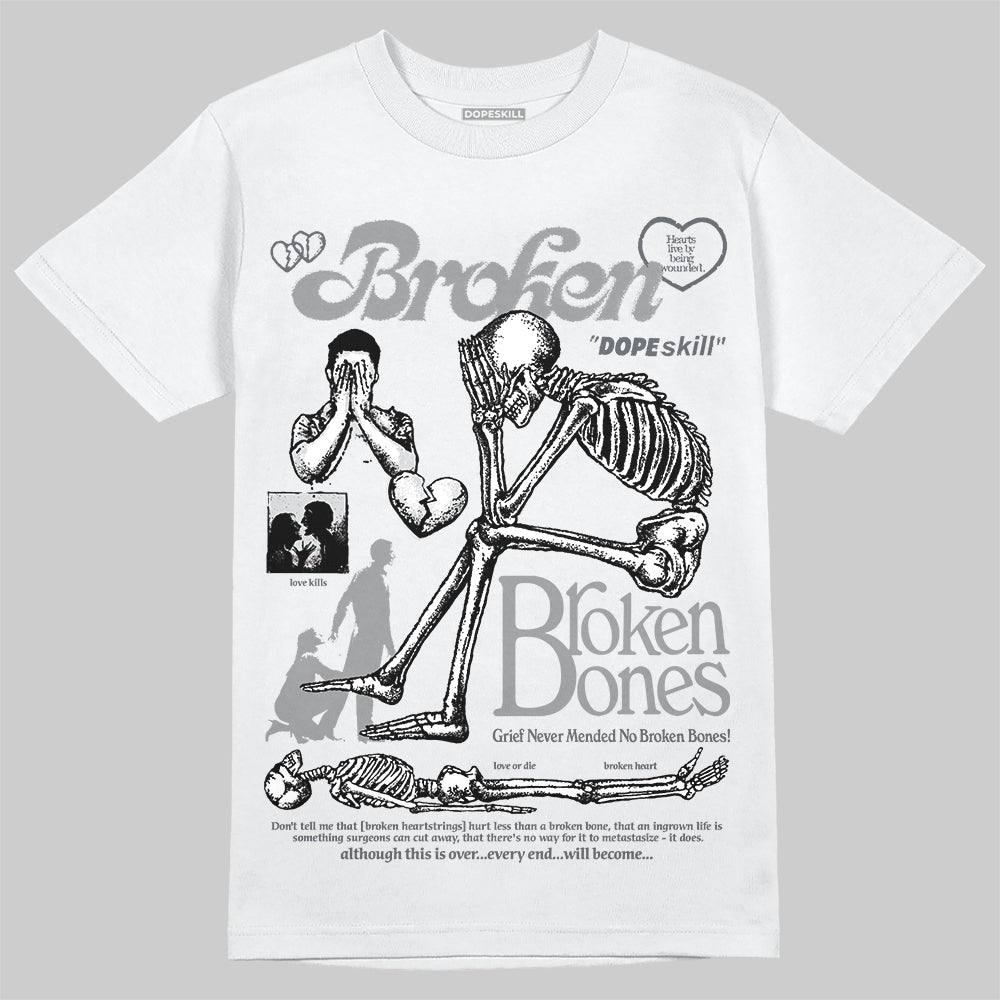 Jordan 5 Retro Wolf Grey (2026) DopeSkill T-Shirt Broken Bones Graphic Streetwear - White