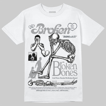 Jordan 5 Retro Wolf Grey (2026) DopeSkill T-Shirt Broken Bones Graphic Streetwear - White
