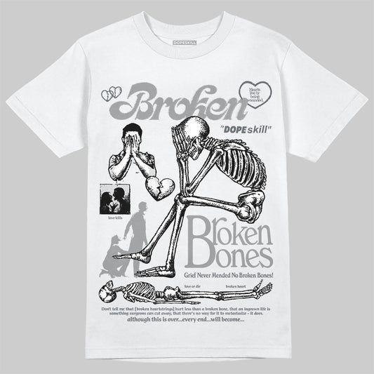 Jordan 5 Retro Wolf Grey (2026) DopeSkill T-Shirt Broken Bones Graphic Streetwear - White