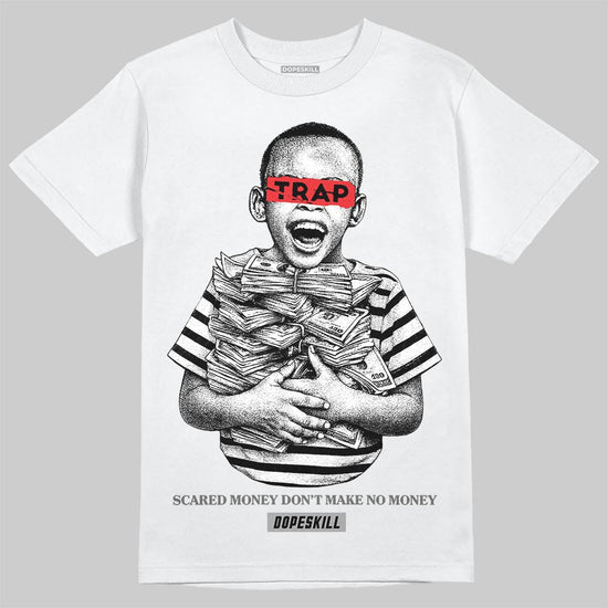 Grey Sneakers DopeSkill T-Shirt Scared Money Don't Make No Money Graphic Streetwear - White 