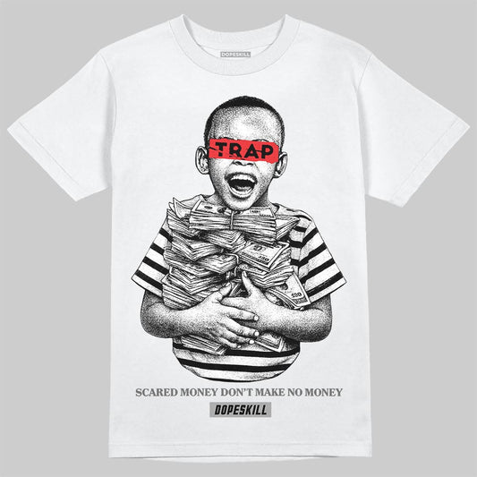 Grey Sneakers DopeSkill T-Shirt Scared Money Don't Make No Money Graphic Streetwear - White 
