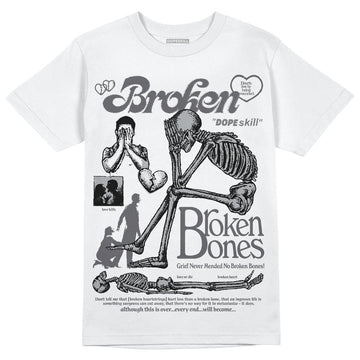 Jordan 4 Retro 'Wet Cement' DopeSkill T-Shirt Broken Bones Graphic Streetwear - White