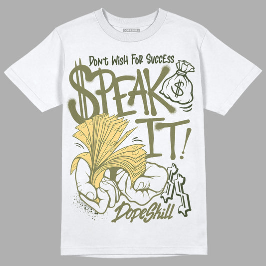 Jordan 4 Retro SE Craft Medium Olive DopeSkill T-Shirt Speak It Graphic Streetwear - White