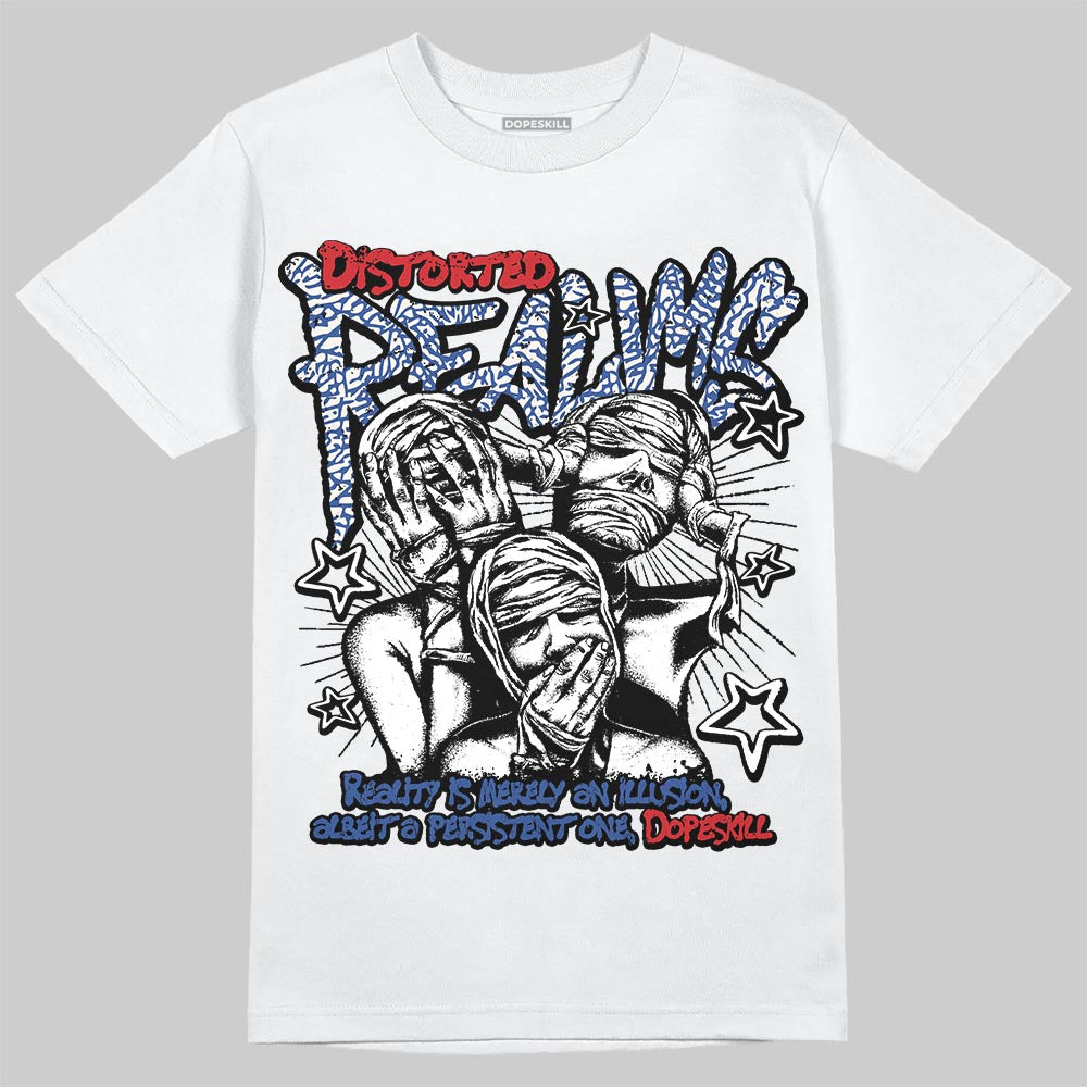 Jordan Spizike Low “Storm Blue” DopeSkill T-Shirt Distorted Realms Graphic Streetwear - White