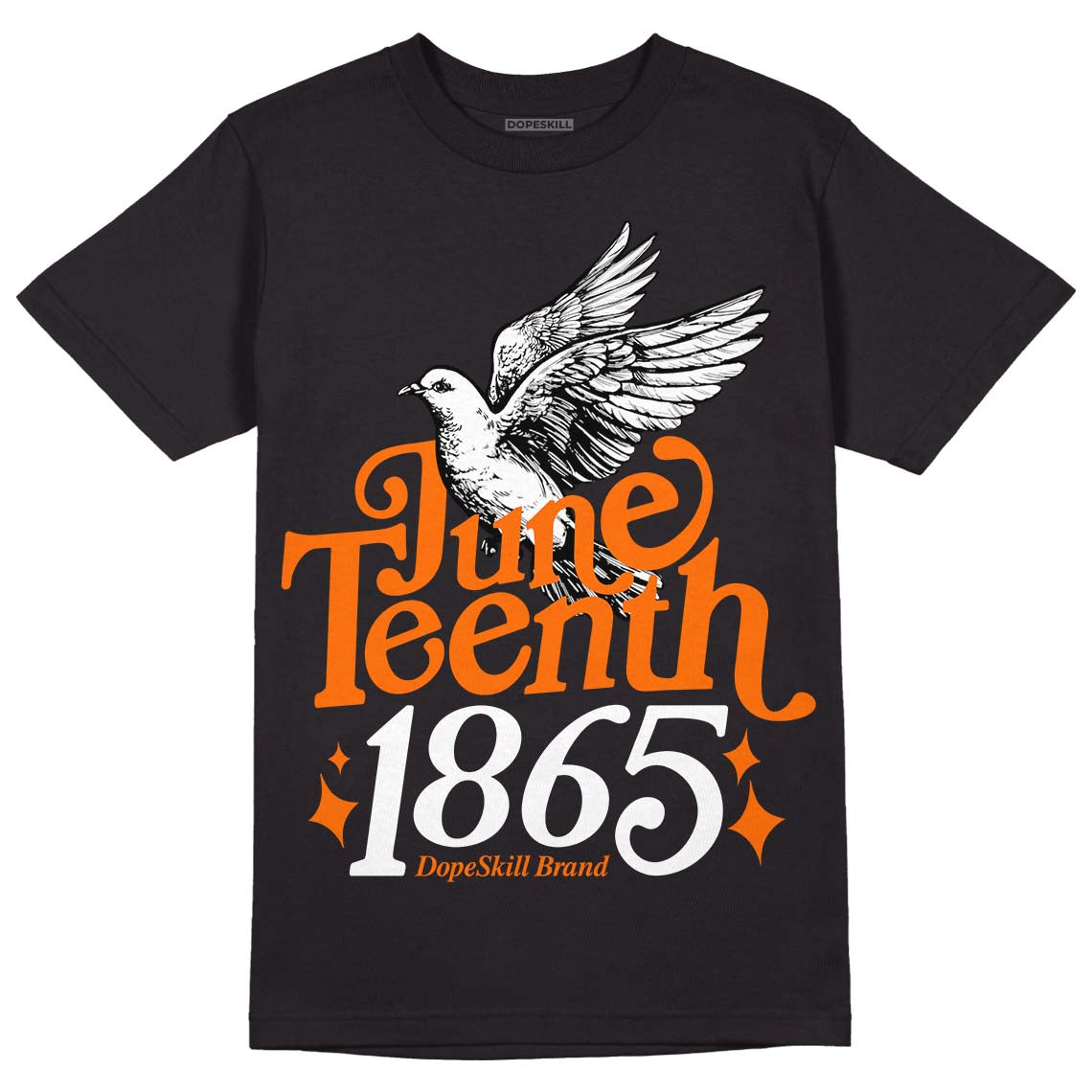 Orange, Black & White Sneakers DopeSkill T-Shirt Juneteenth 1865 Graphic Streetwear - Black