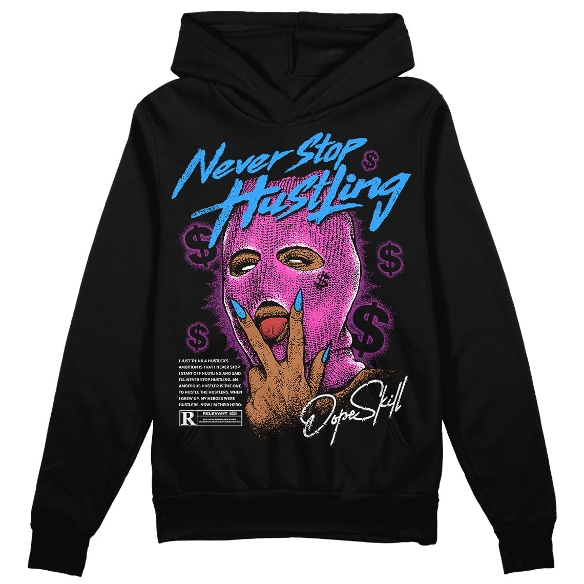 Jordan 4 GS “Hyper Violet” DopeSkill Hoodie Sweatshirt Never Stop Hustling Graphic Streetwear - Black