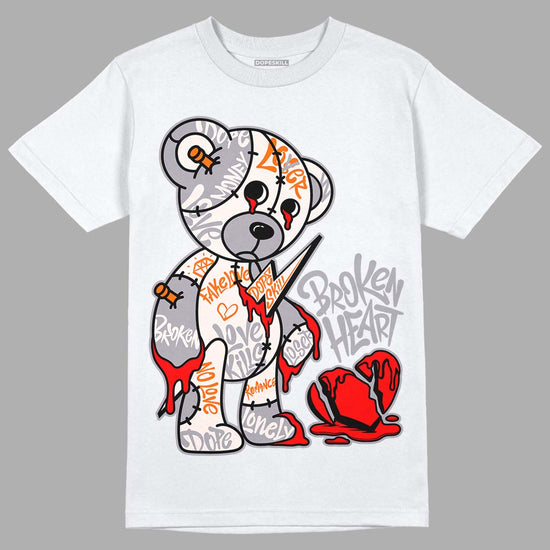 Jordan 2 Cement Grey DopeSkill T-Shirt Broken Heart Graphic Streetwear - White