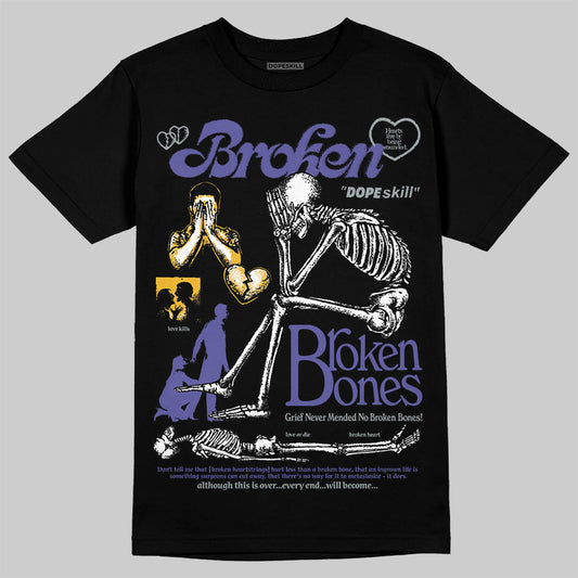 Jordan 4 Retro Lakers DopeSkill T-Shirt Broken Bones Graphic Streetwear - Black