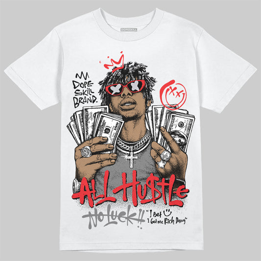Grey Sneakers DopeSkill T-Shirt All Hustle No Luck Graphic Streetwear - White