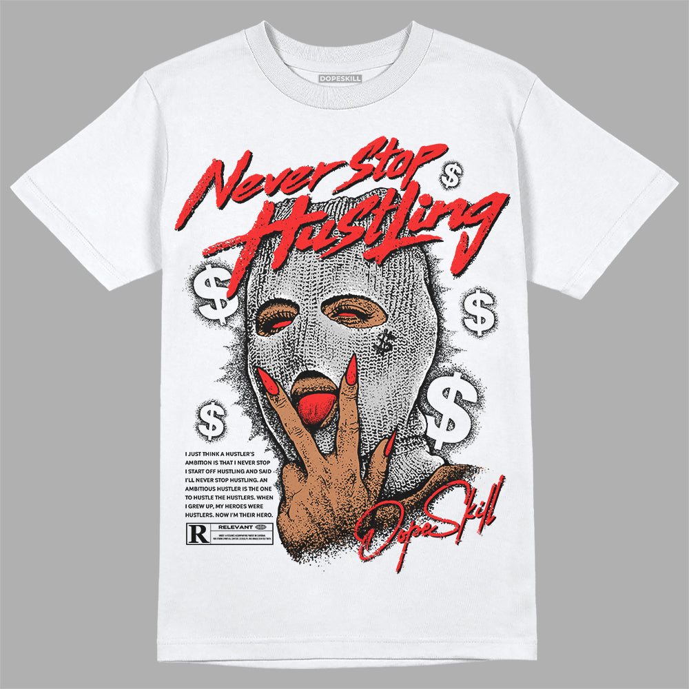 Jordan Spizike Low Bred DopeSkill T-Shirt Never Stop Hustling  Graphic Streetwear - White