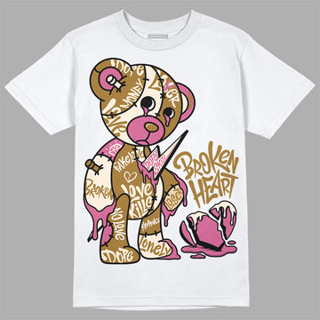 Dunk Low Just Do It “Bronzine/Playful Pink” DopeSkill T-Shirt Broken Heart Graphic Streetwear - White 