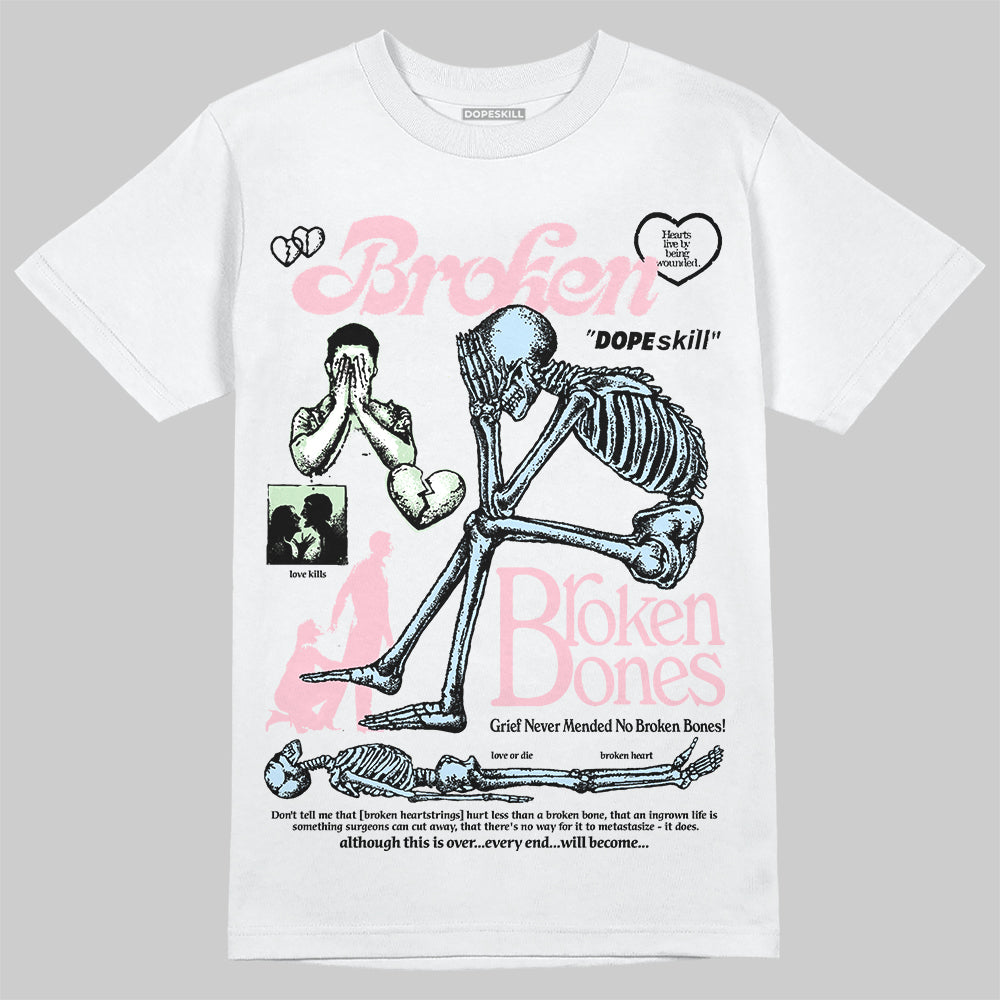 Jordan 4 Retro Valentine's Day (2026) (GS) DopeSkill T-Shirt Broken Bones Graphic Streetwear - White