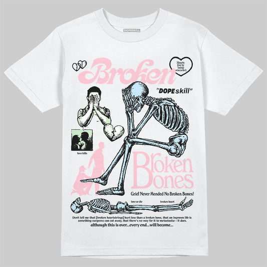 Jordan 4 Retro Valentine's Day (2026) (GS) DopeSkill T-Shirt Broken Bones Graphic Streetwear - White