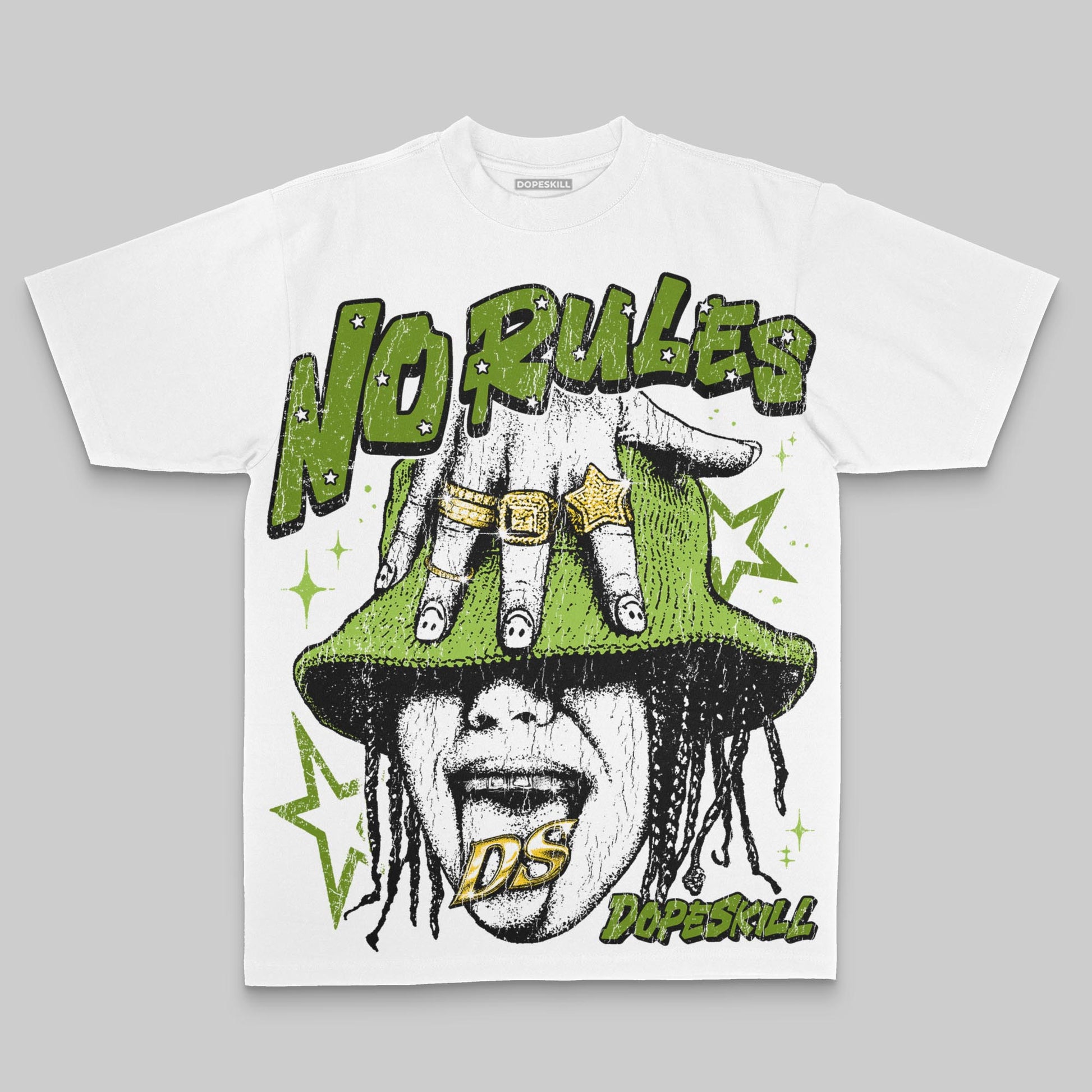 Green Oversize Print No Rules DopeSkill Graphic Premium T-shirt Streetwear - White