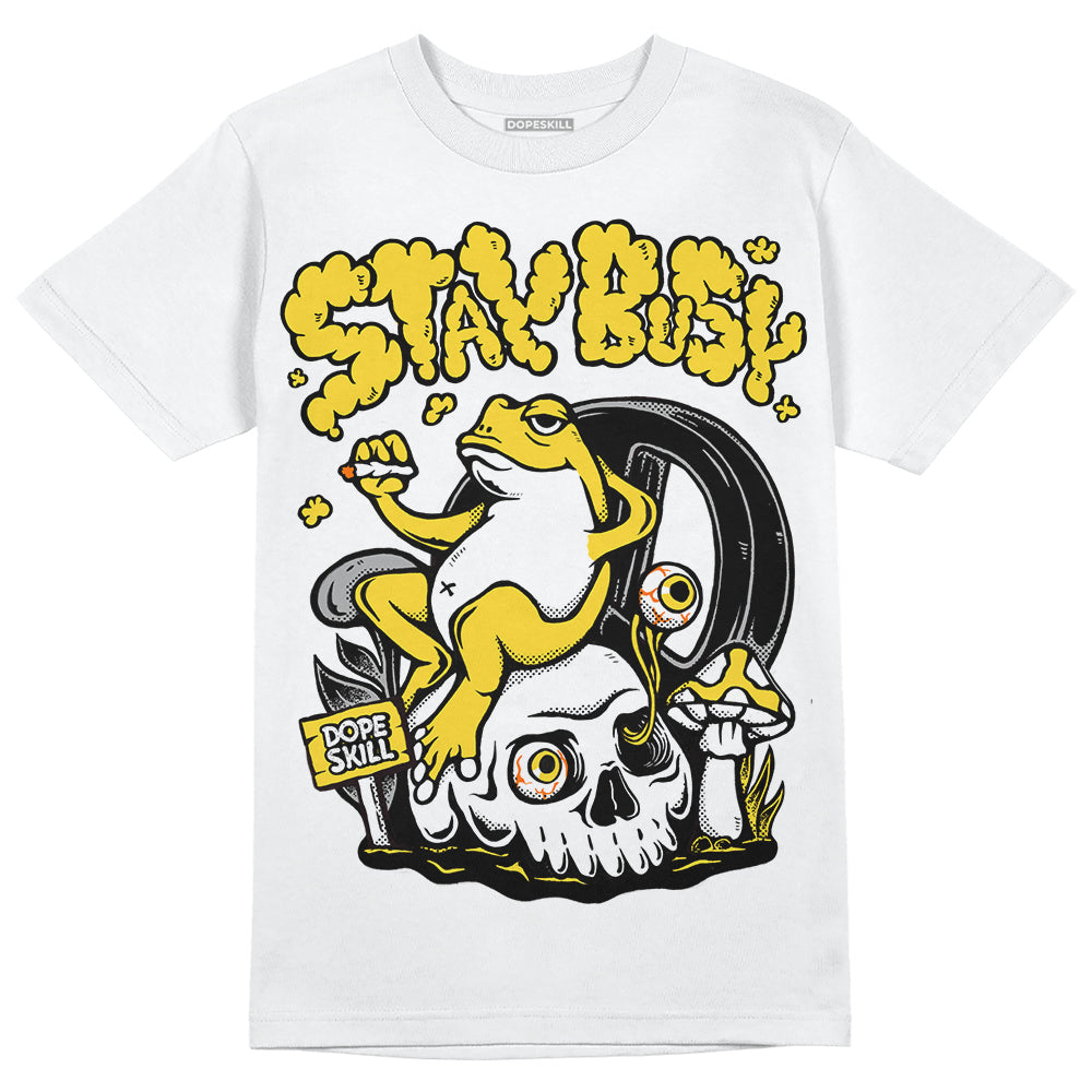 Jordan 4 Thunder DopeSkill T-Shirt Stay Busy Graphic Streetwear - White