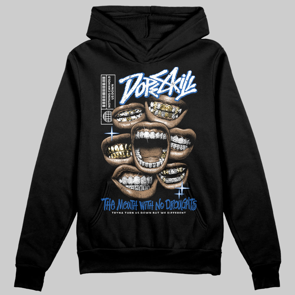 Jordan 12 “Blueberry” DopeSkill Hoodie Sweatshirt The Mouth With No Droughts Graphic Streetwear - Black