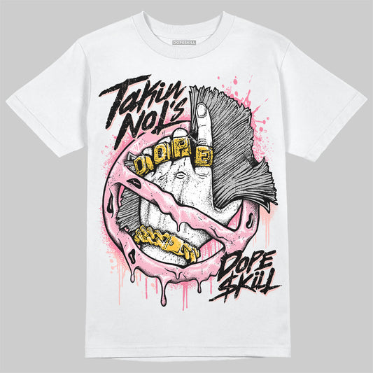 AMIRI White & Pink Stars Court Sneakers DopeSkill T-Shirt Takin No L's Graphic Streetwear - White