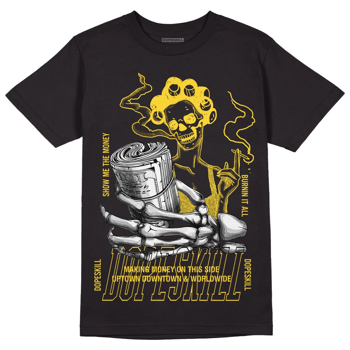 Jordan 4 Tour Yellow Thunder DopeSkill T-Shirt Show Me The Money Graphic Streetwear - Black