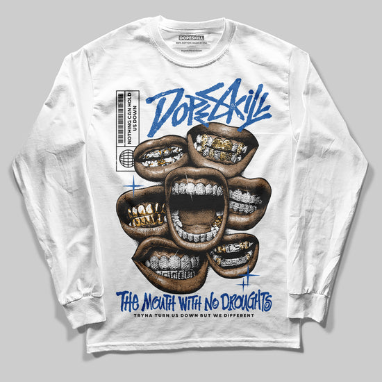 Jordan 12 “Blueberry” DopeSkill Long Sleeve T-Shirt The Mouth With No Droughts Graphic Streetwear - White