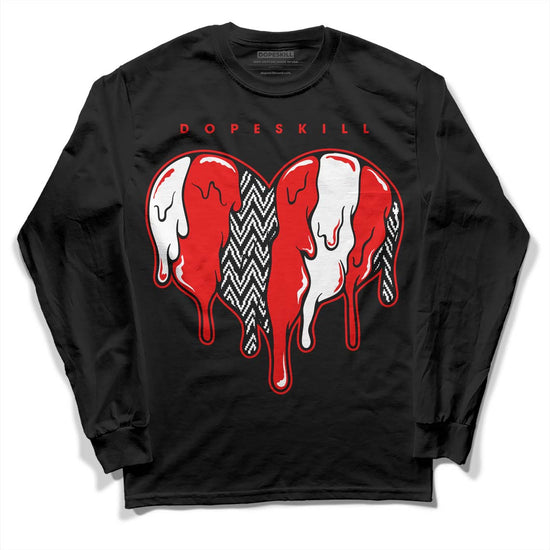 Jordan 12 “Cherry” DopeSkill Long Sleeve T-Shirt Slime Drip Heart Graphic Streetwear - Black