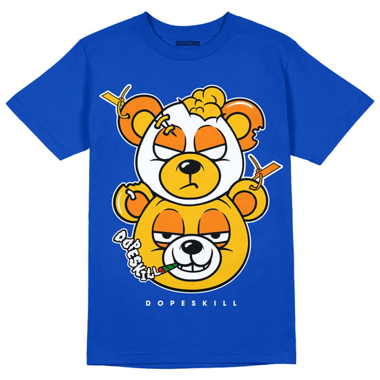 Royal Blue Sneakers DopeSkill Royal Blue T-shirt New Double Bear Graphic Streetwear