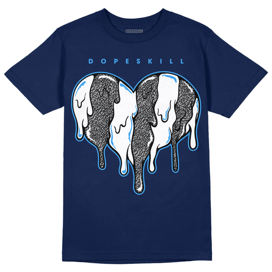 Jordan 3 "Midnight Navy" DopeSkill Navy T-shirt Slime Drip Heart Graphic Streetwear