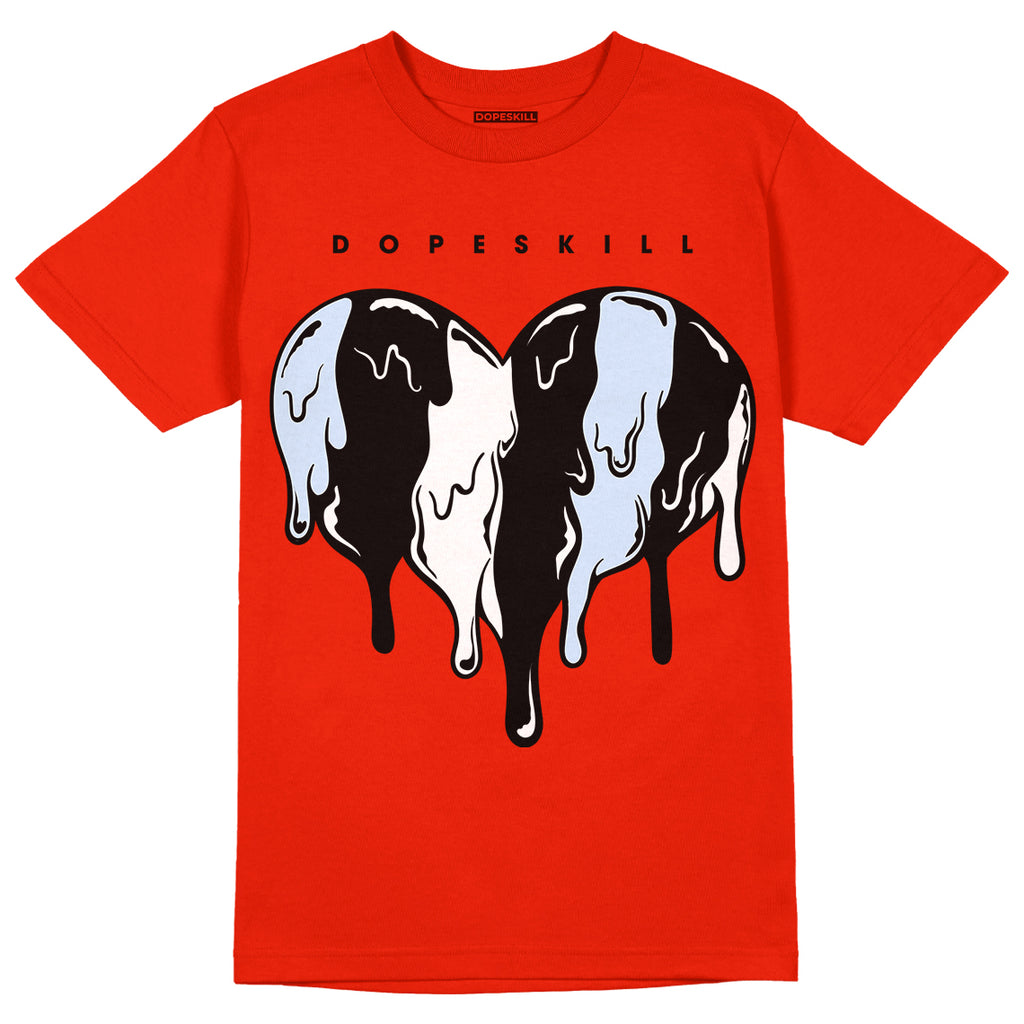 Jordan 6 Retro Toro Bravo DopeSkill Varsity Red T-shirt Slime Drip Heart Graphic Streetwear