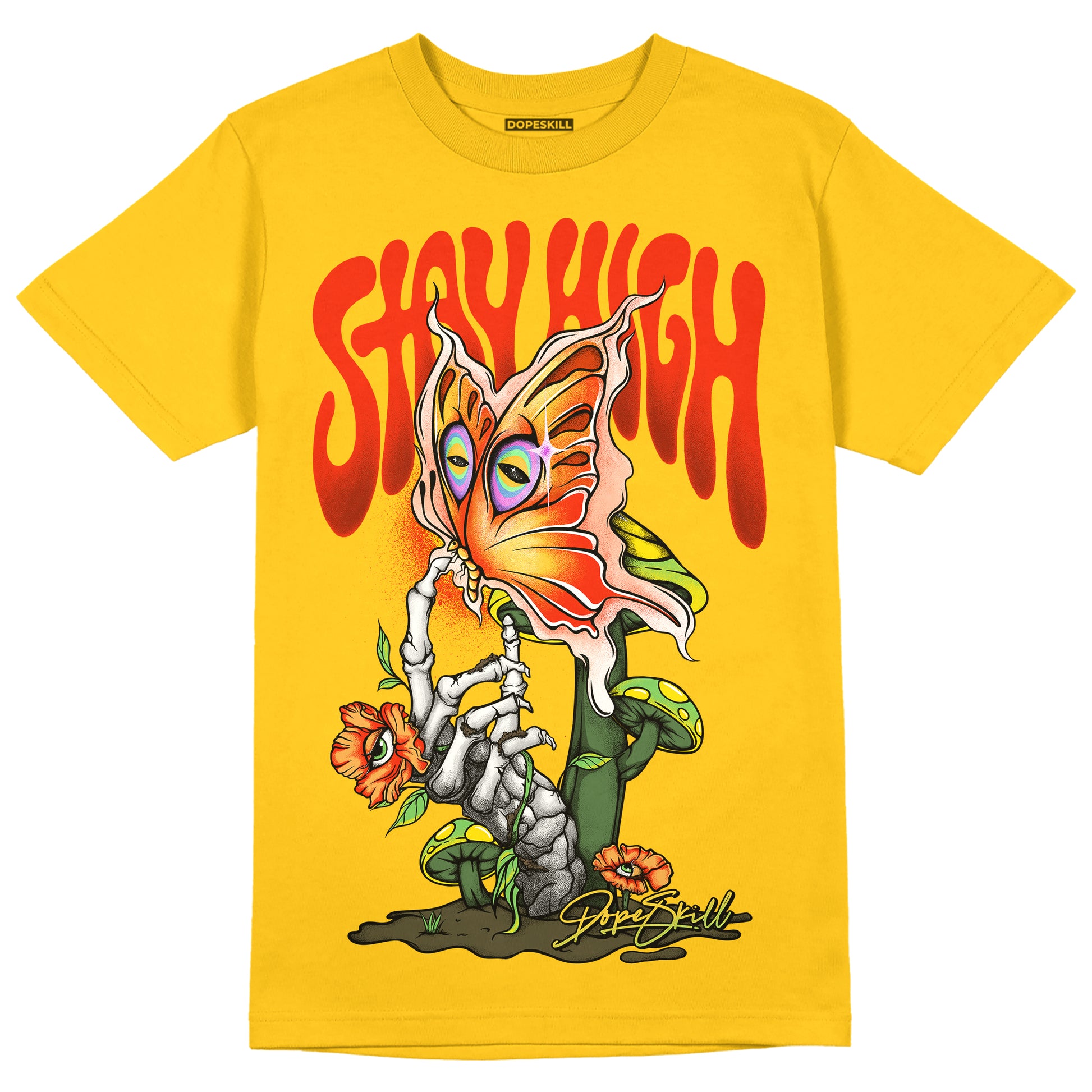 Yellow Sneakers DopeSkill Gold T-shirt Stay High Graphic Streetwear