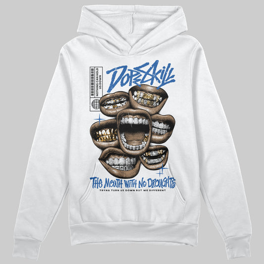 Jordan 12 “Blueberry” DopeSkill Hoodie Sweatshirt The Mouth With No Droughts Graphic Streetwear - White