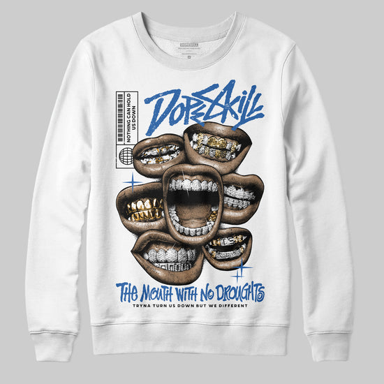 Jordan 12 “Blueberry” DopeSkill Sweatshirt The Mouth With No Droughts Graphic Streetwear - White