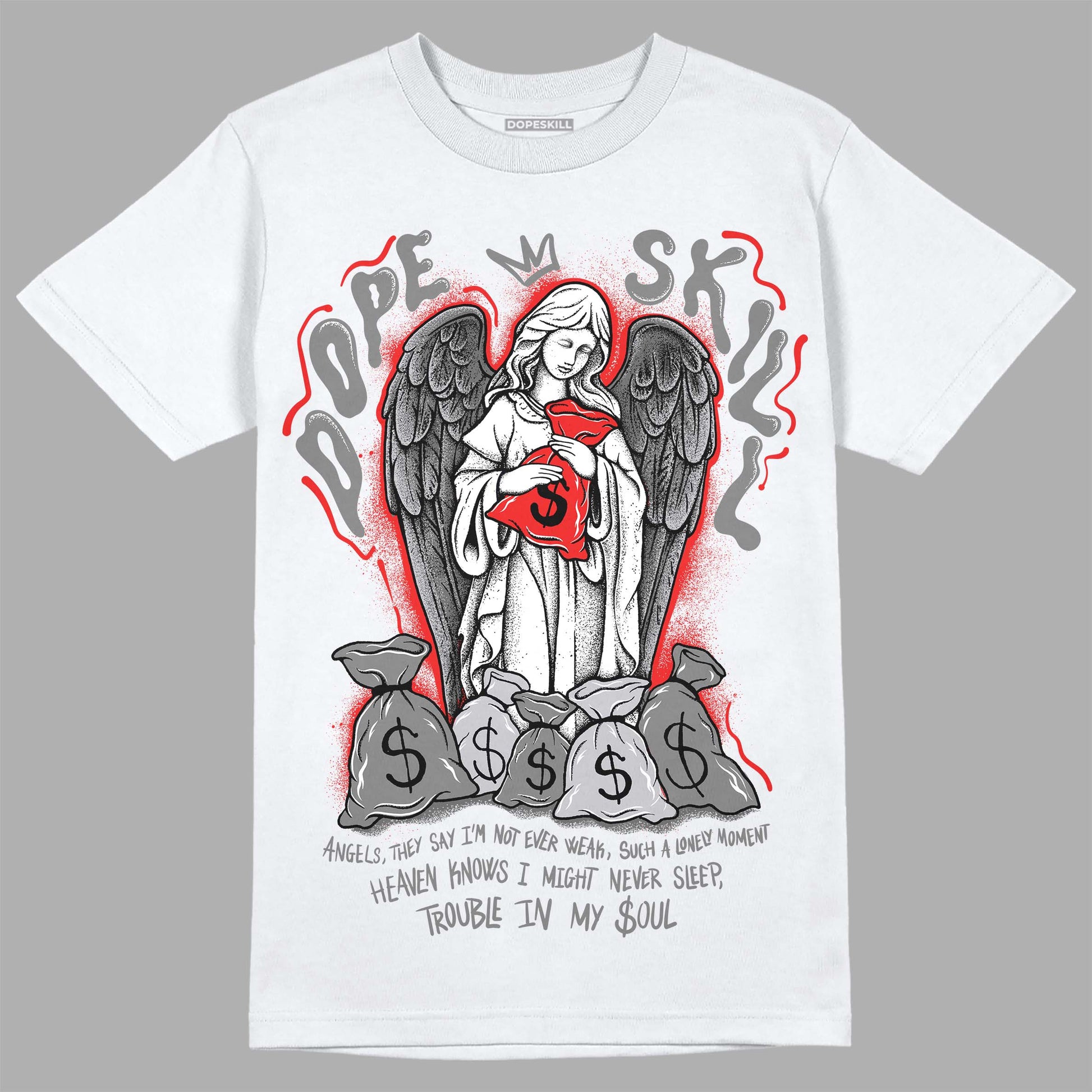 Grey Sneakers DopeSkill T-Shirt Angels Graphic Streetwear - White 