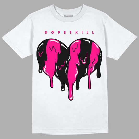 Jordan 1 Low GS “Fierce Pink” Dopeskill T-Shirt Slime Drip Heart Graphic Streetwear - White