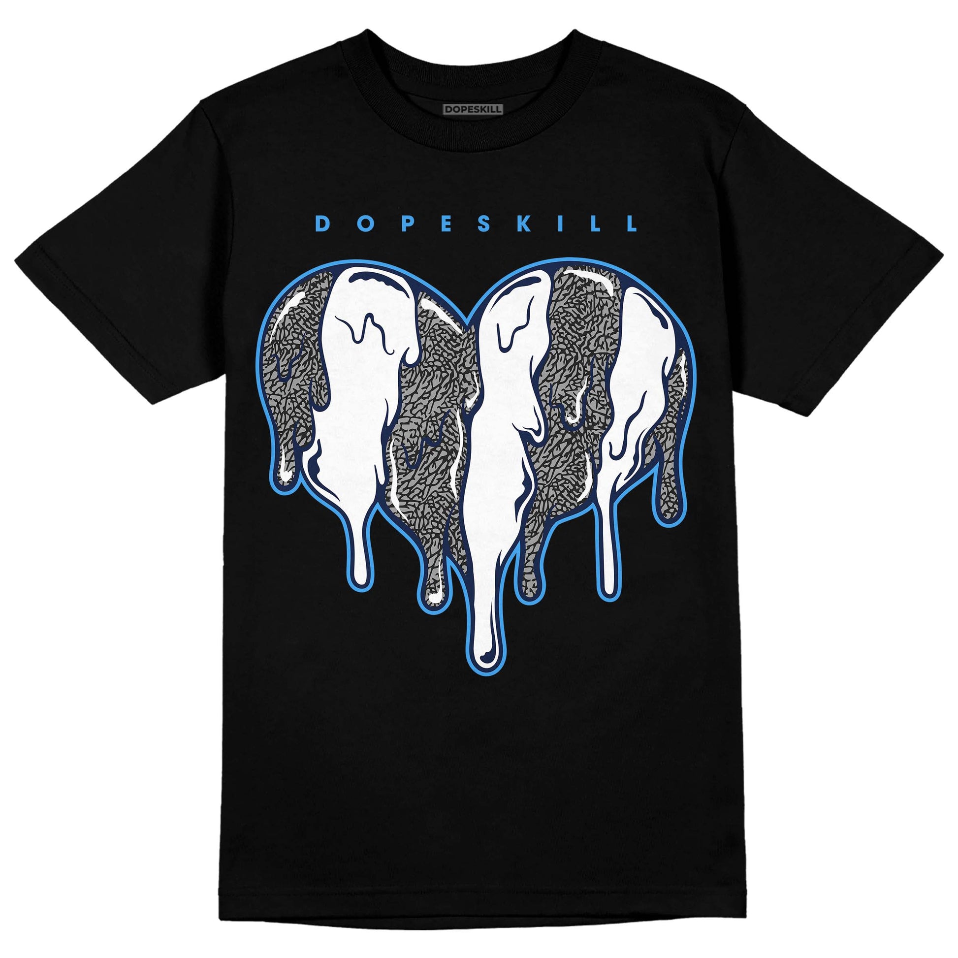 Jordan 3 "Midnight Navy" DopeSkill T-Shirt Slime Drip Heart Graphic Streetwear - Black