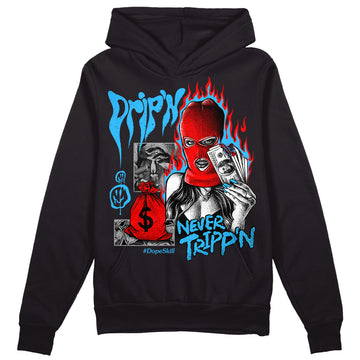 Jordan 2 Low "University Blue" DopeSkill Hoodie Sweatshirt Drip'n Never Tripp'n Graphic Streetwear - Black