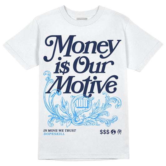 Jordan Spiz’ike Low “White/Obsidian” DopeSkill T-Shirt Money Is Our Motive Typo Graphic Streetwear - White
