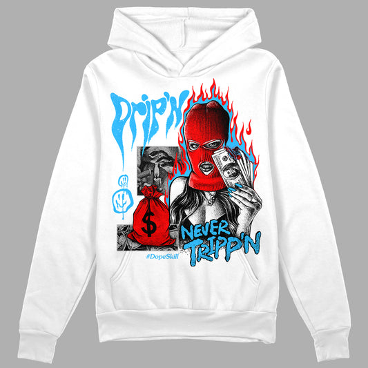 Jordan 2 Low "University Blue" DopeSkill Hoodie Sweatshirt Drip'n Never Tripp'n Graphic Streetwear - White