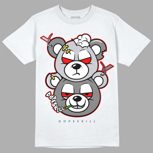 Grey Sneakers DopeSkill T-Shirt New Double Bear Graphic Streetwear - White