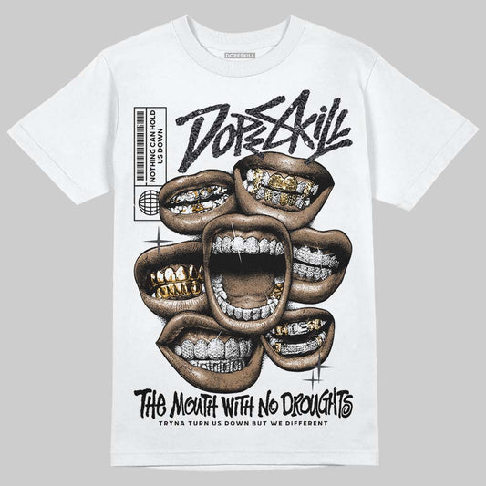 Jordan 3 Retro Black Cat DopeSkill T-Shirt The Mouth With No Droughts Graphic Streetwear - White