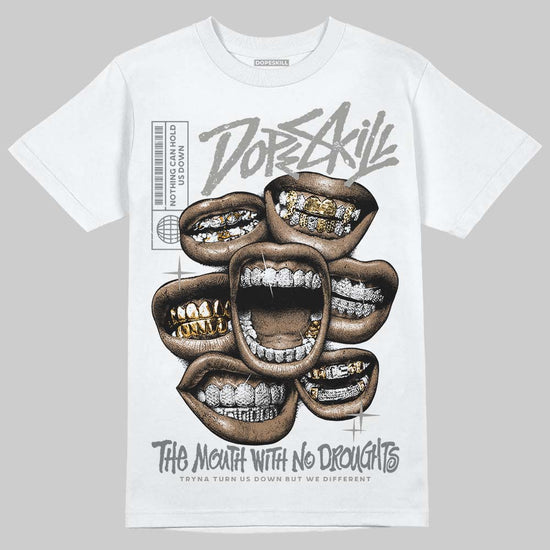 Jordan 9 Cool Grey DopeSkill T-Shirt The Mouth With No Droughts Graphic Streetwear - White